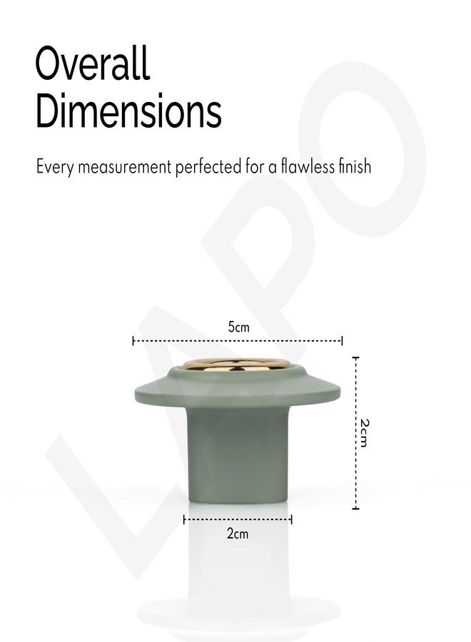 LAPO مقابض خزائن دائرية شديدة التحمل من LAPO، مقابض دفع وسحب مريحة للخزائن ووحدات الأدراج، مصنوعة من الزنك المتين، ضمان لمدة 3 سنوات (لون ذهبي أخضر، عبوة من 3 قطع) - Image 2